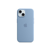 Луксозен силиконов гръб оригинален MT0Y3ZM/A OFFICIAL Apple Silicone Case With MagSafe за Apple iPhone 15 6.1 светло син/Winter Blue